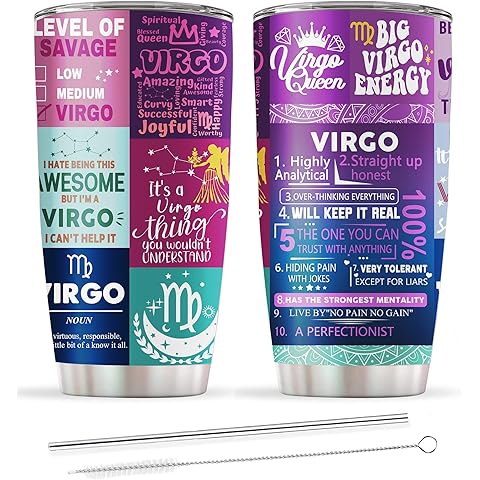 Virgo Gifts for Women,Virgo Zodiac Gifts, Astrology Gothic Witchy Constellation Insulated Tumbler Purple 20 OZ