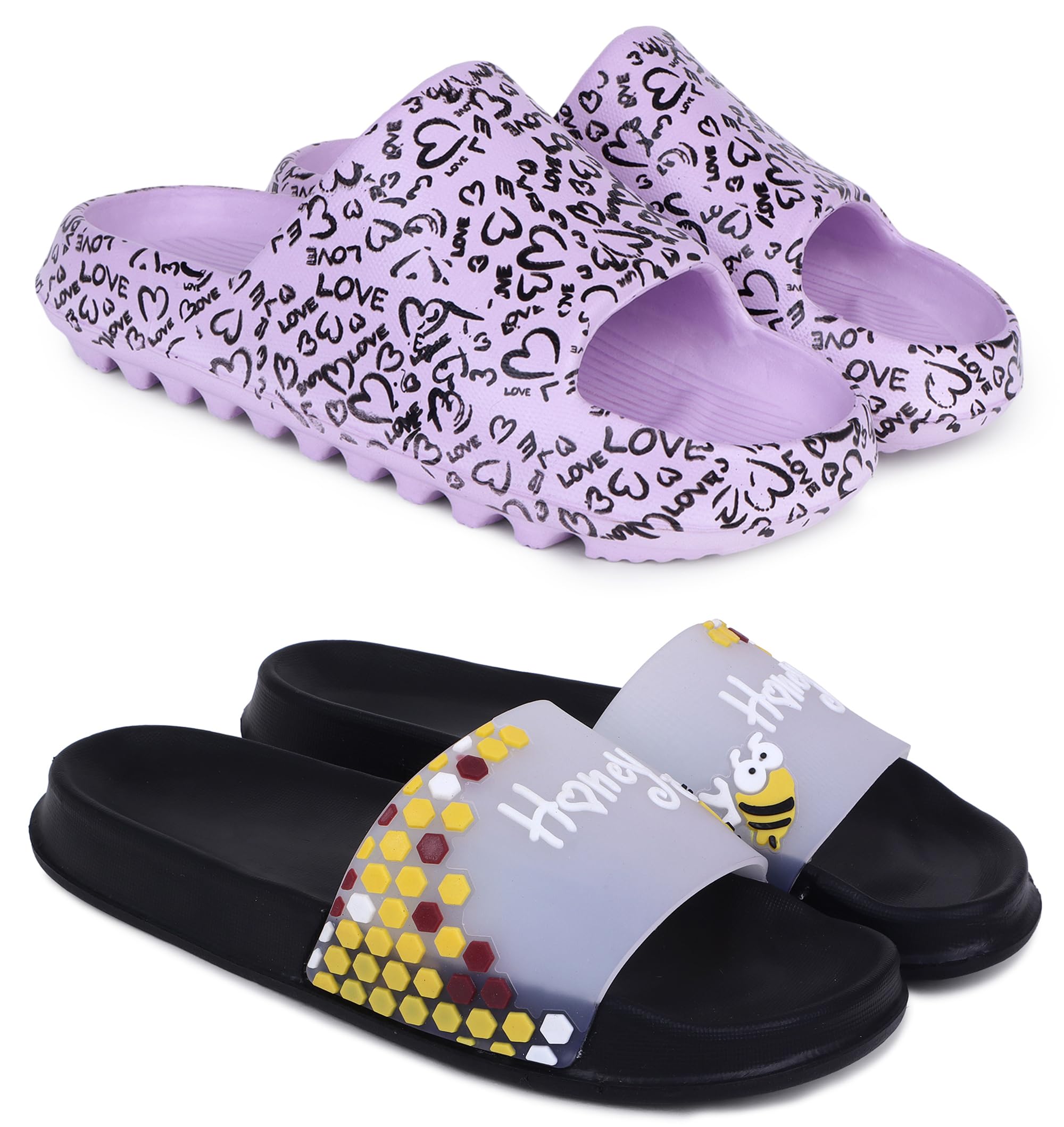pampy angel Combo Pack of 2 Slipper/Flip Flops/Slides for Women (YW-Love,Honey)-picture-30