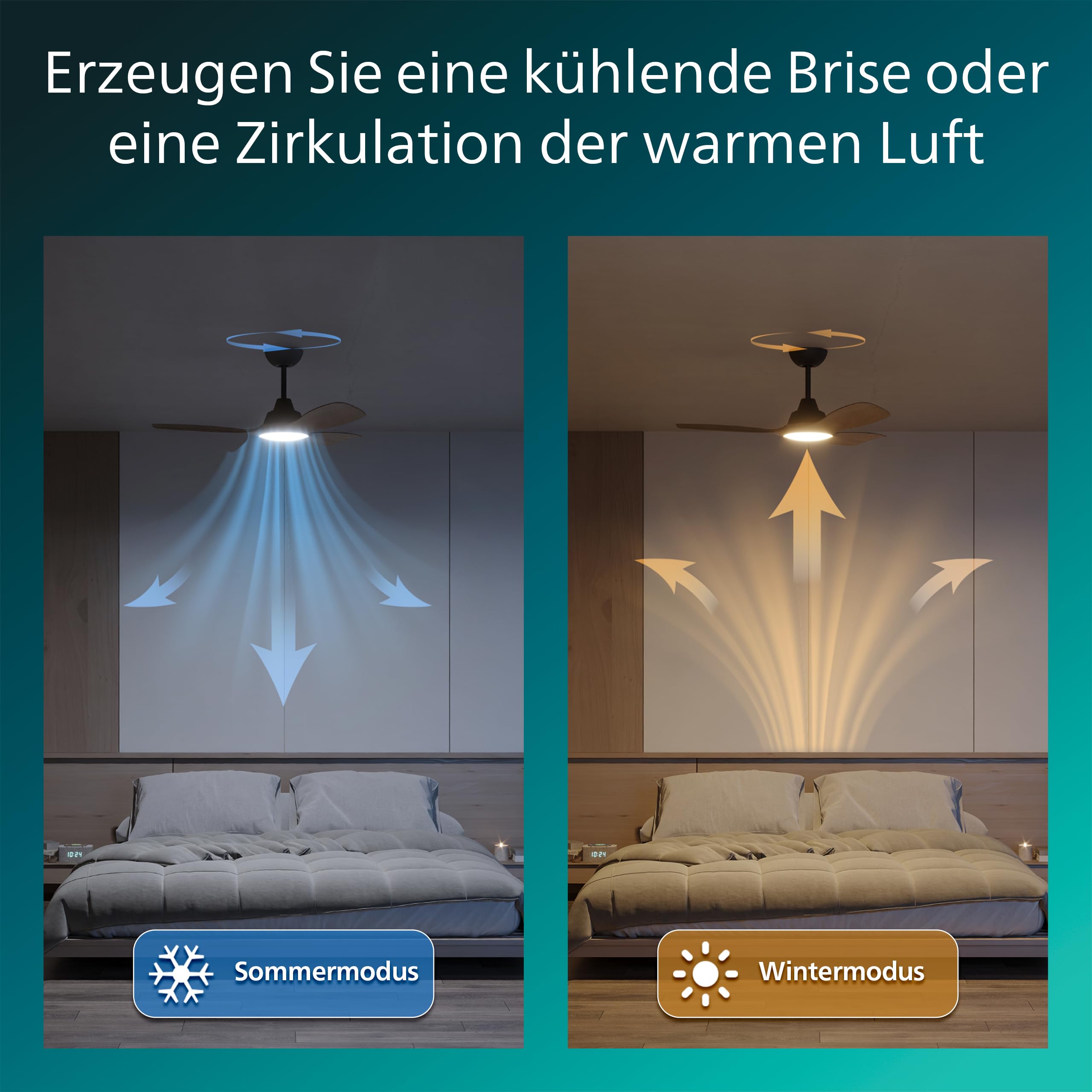 PHILIPS Olas Fan ceiling 106cm 42' 30W+24W BK&Wood Gen 2