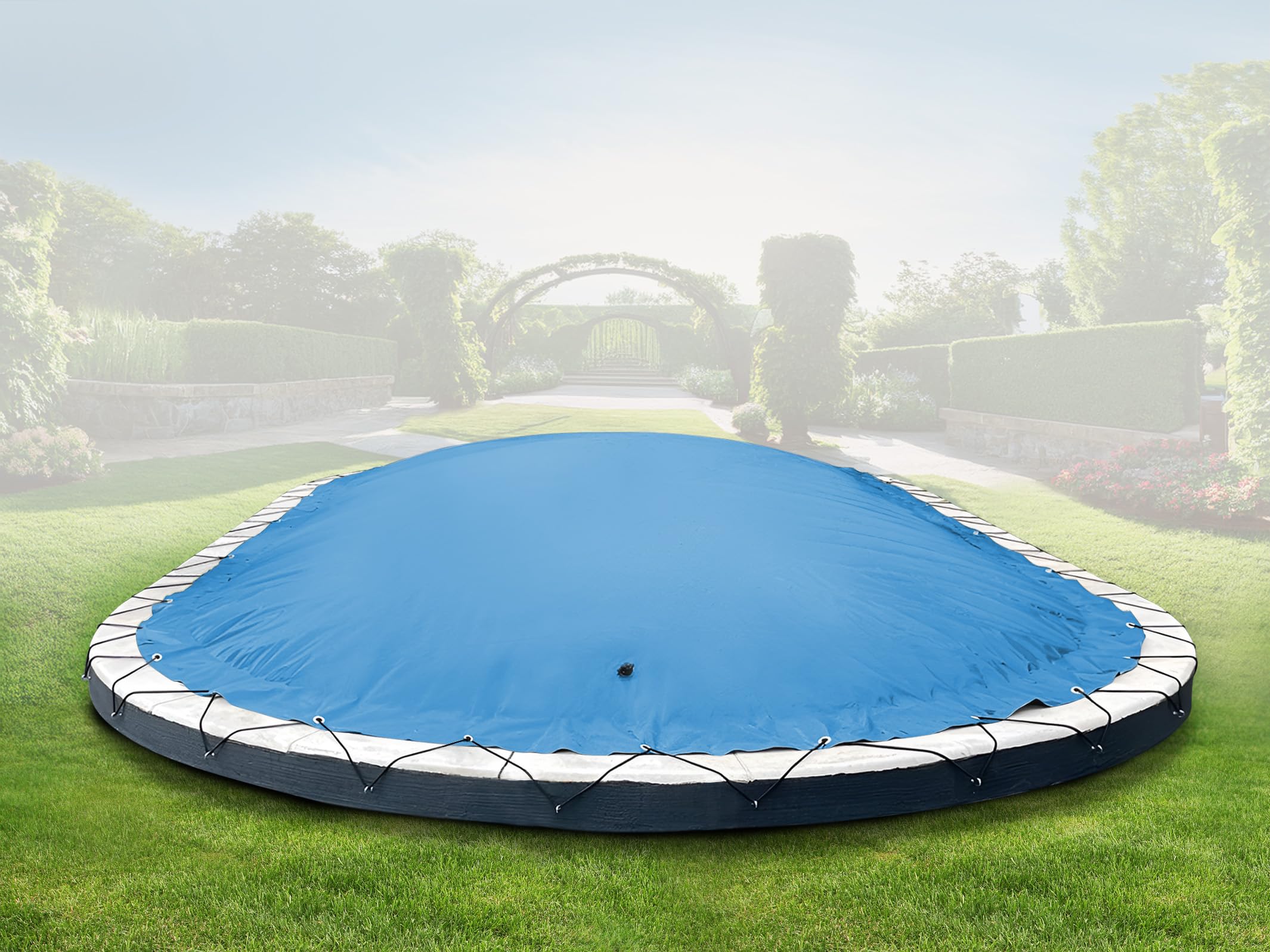 ANKO PLANEN Cubierta de Piscina Hinchable Ovalada – Lona de Cobertura Premium para Piscina – solución Ideal para el Invierno AirDeluxe (6,00m x 3,20m, Azul Claro)