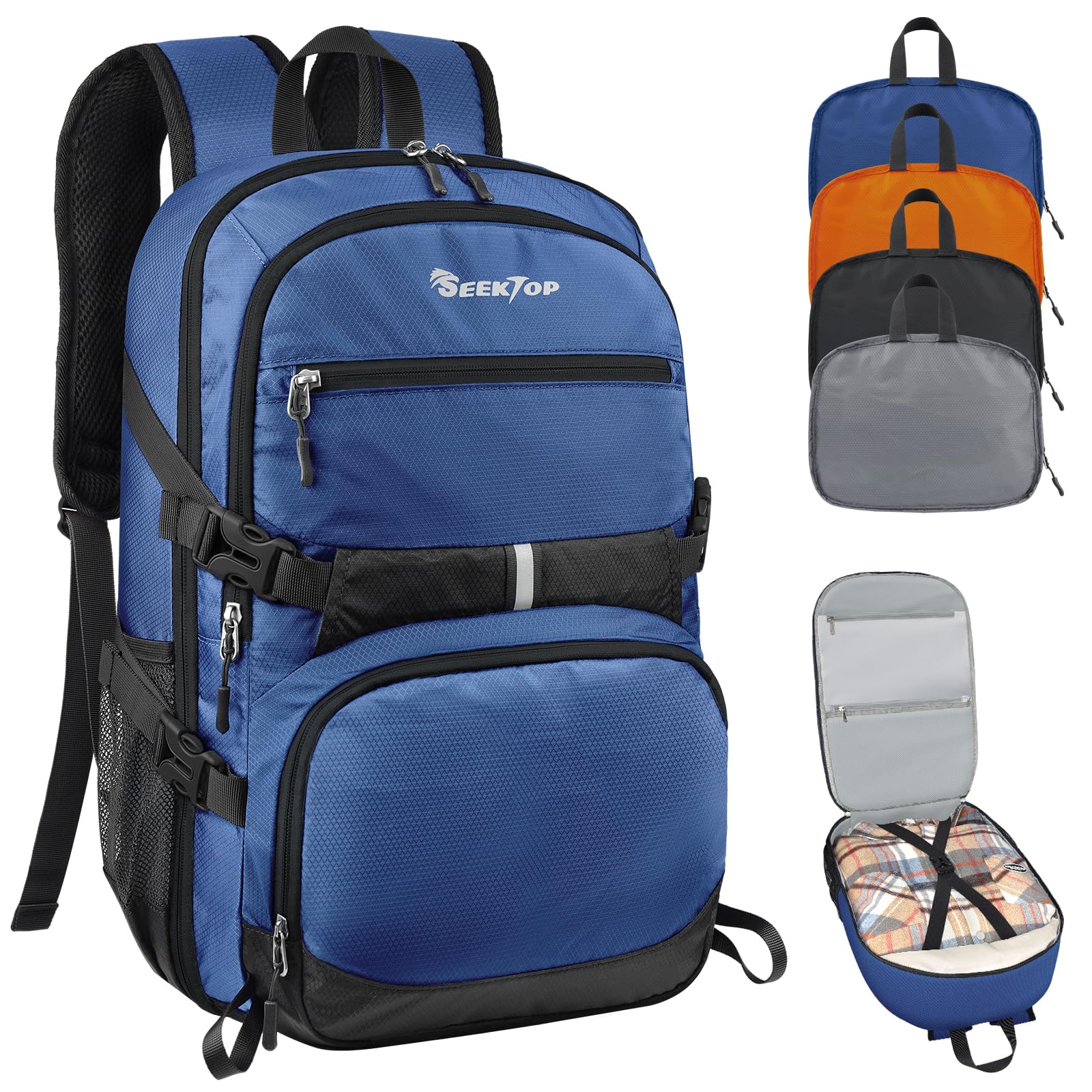 Seektop Lightweight Travel Backpack for Men Women, Multiple Pockets 40L Hiking Backpack Foldable Carry on Backpack for Outdoor Camping Sport Leisure (