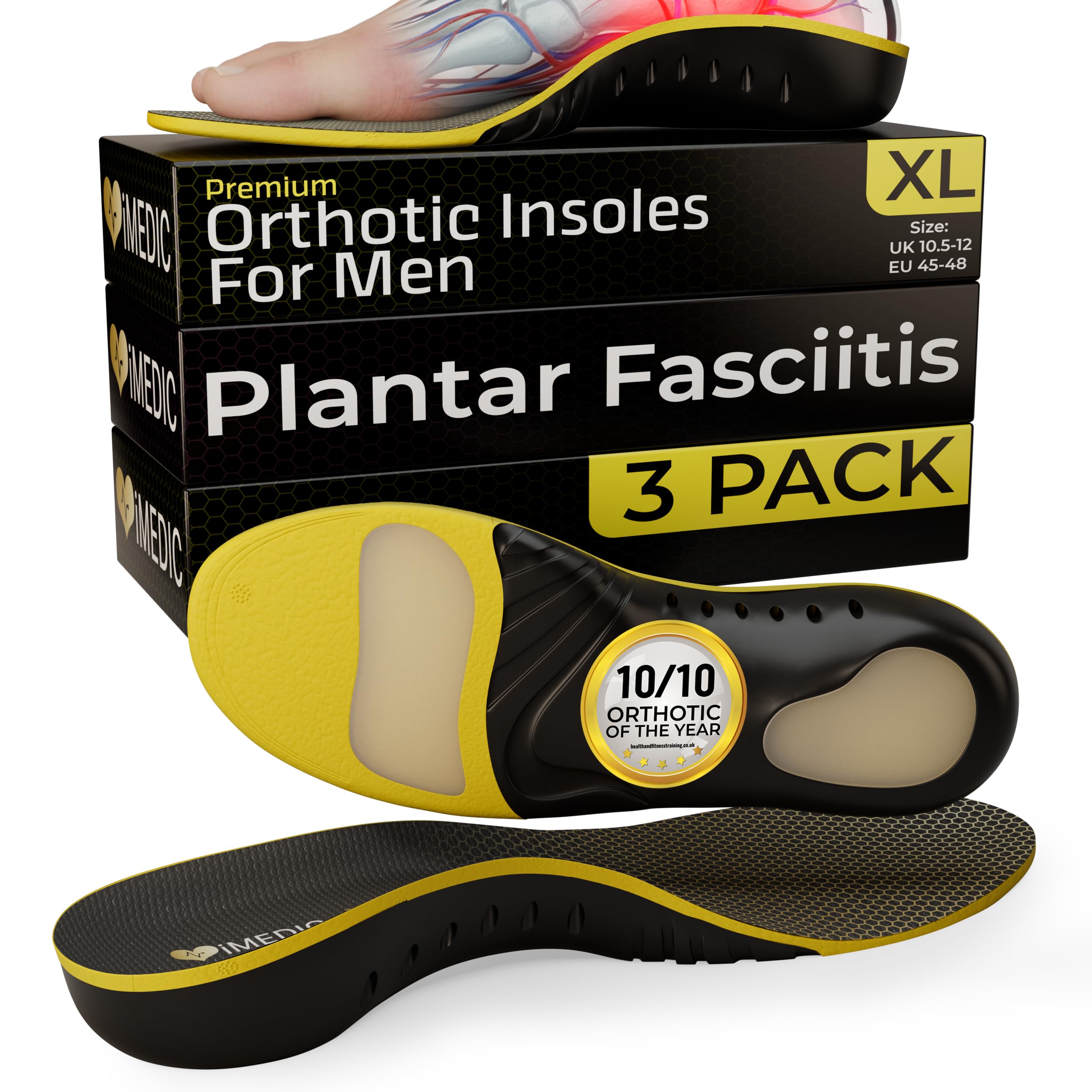 iMedic Orthotic Insoles for Men for Plantar Fasciitis Size L UK 9-10 – Arch Support for Men – Shoe Inserts – Insoles for Plantar Fasciitis – Orthotic Support — view 18