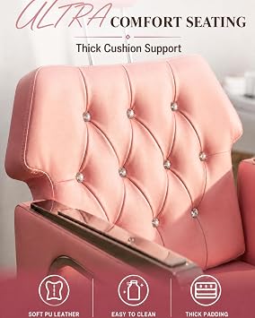 Pedicure Chair No Plumbing Pedicure Station for Nail Tech | Hydraulic Lifting | 135 Reclining | Bubble Massage | PU Leather | 450 lbs | Pedicure Chair for Nail Techs Salon Spa