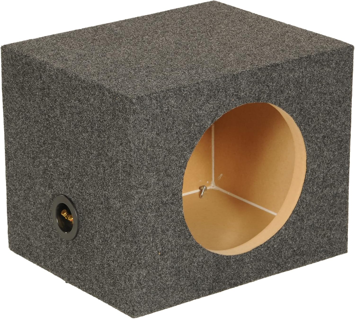 Q Power 10 Inch Heavy-Duty Single Sealed Carpet Covered Durable Car Audio Vehicle Subwoofer Enclosure Woofer Box, Charcoal Gray