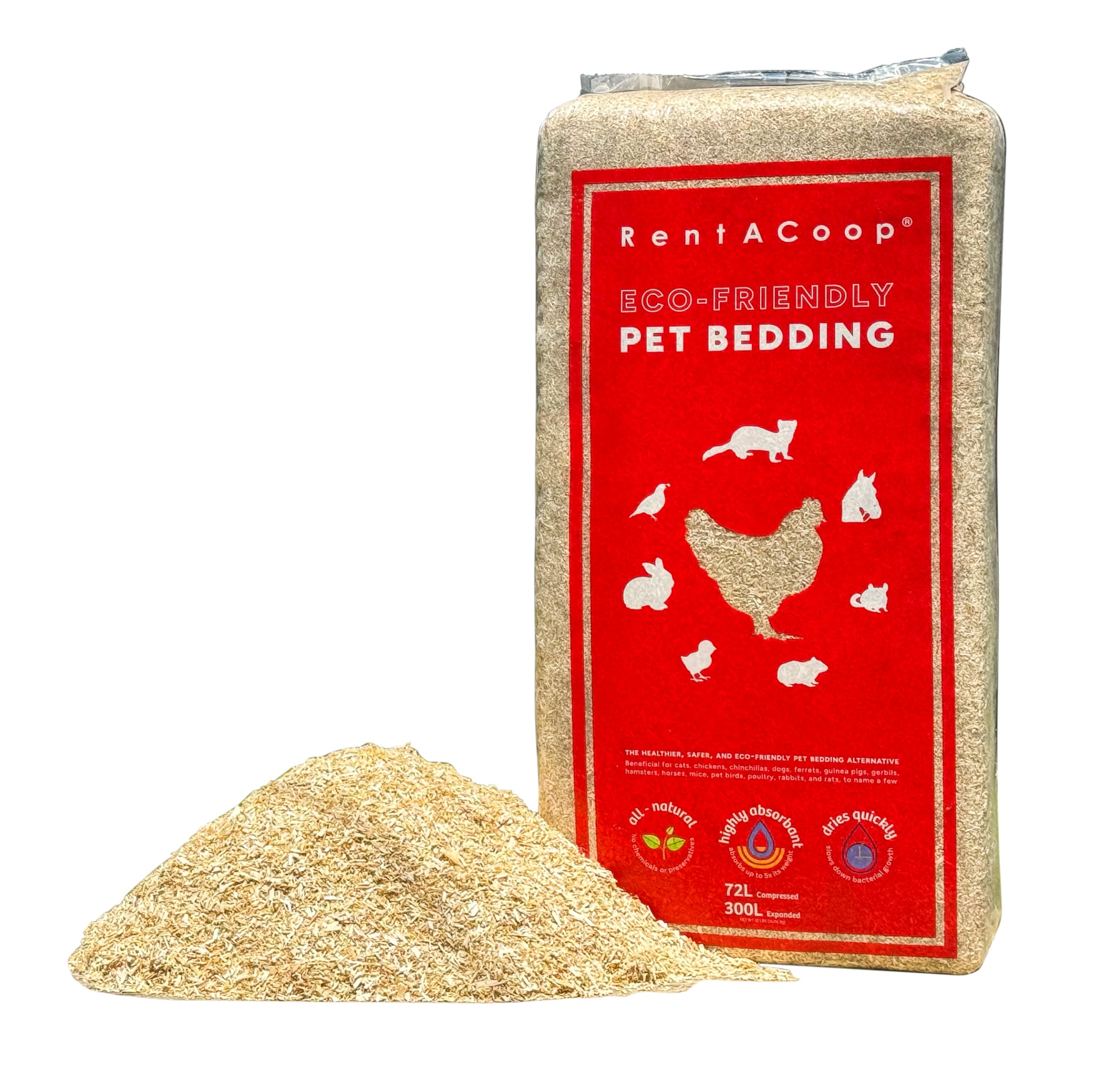 Premium Hemp Bedding (300 L) x 1 Pack - E.U. Grown for Chicken Coop, Nesting Boxes, Rabbits, Hamsters, Small Pets, Horses, Etc.