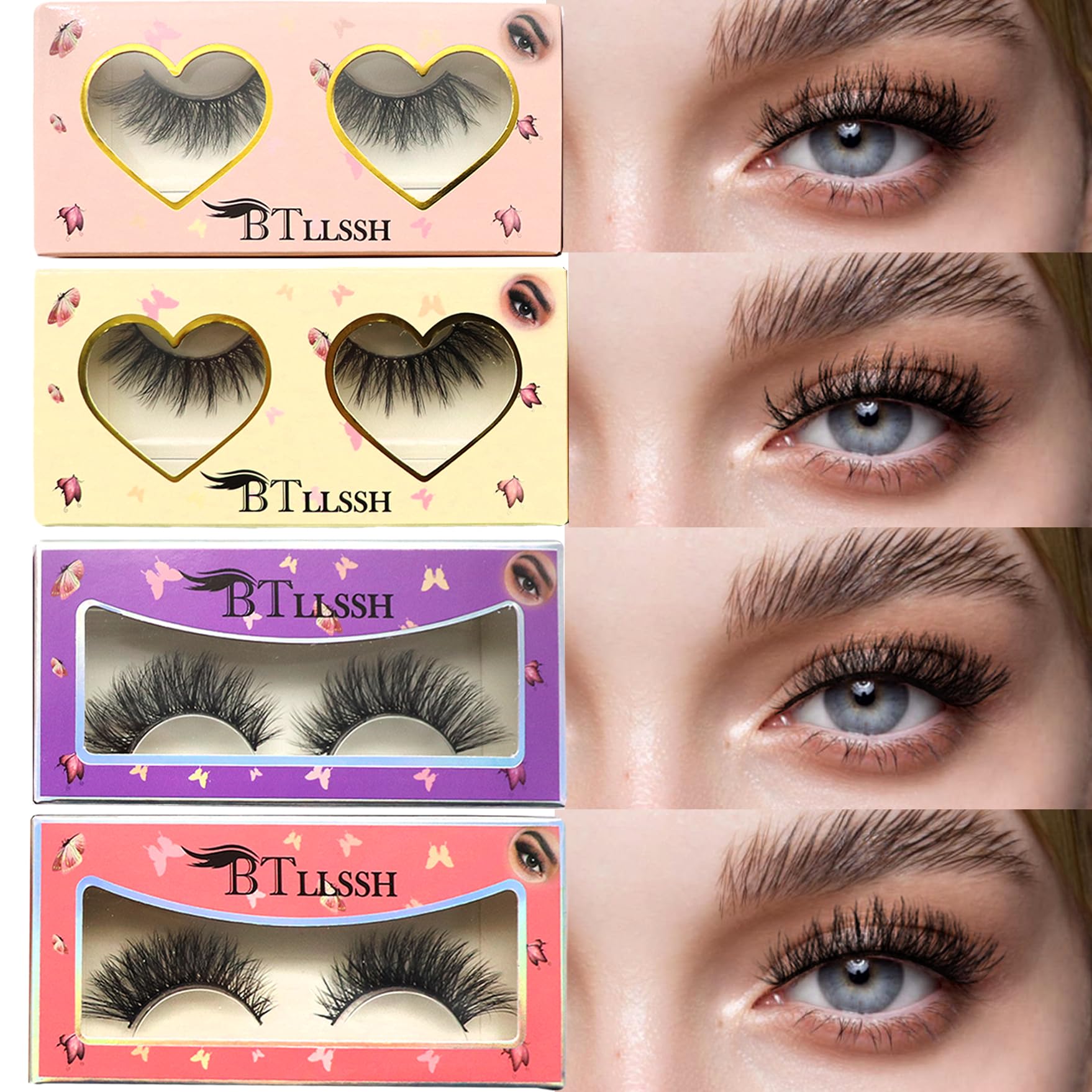 Reusable Faux Mink False Eyelashes with Soft Synthetic Fibers