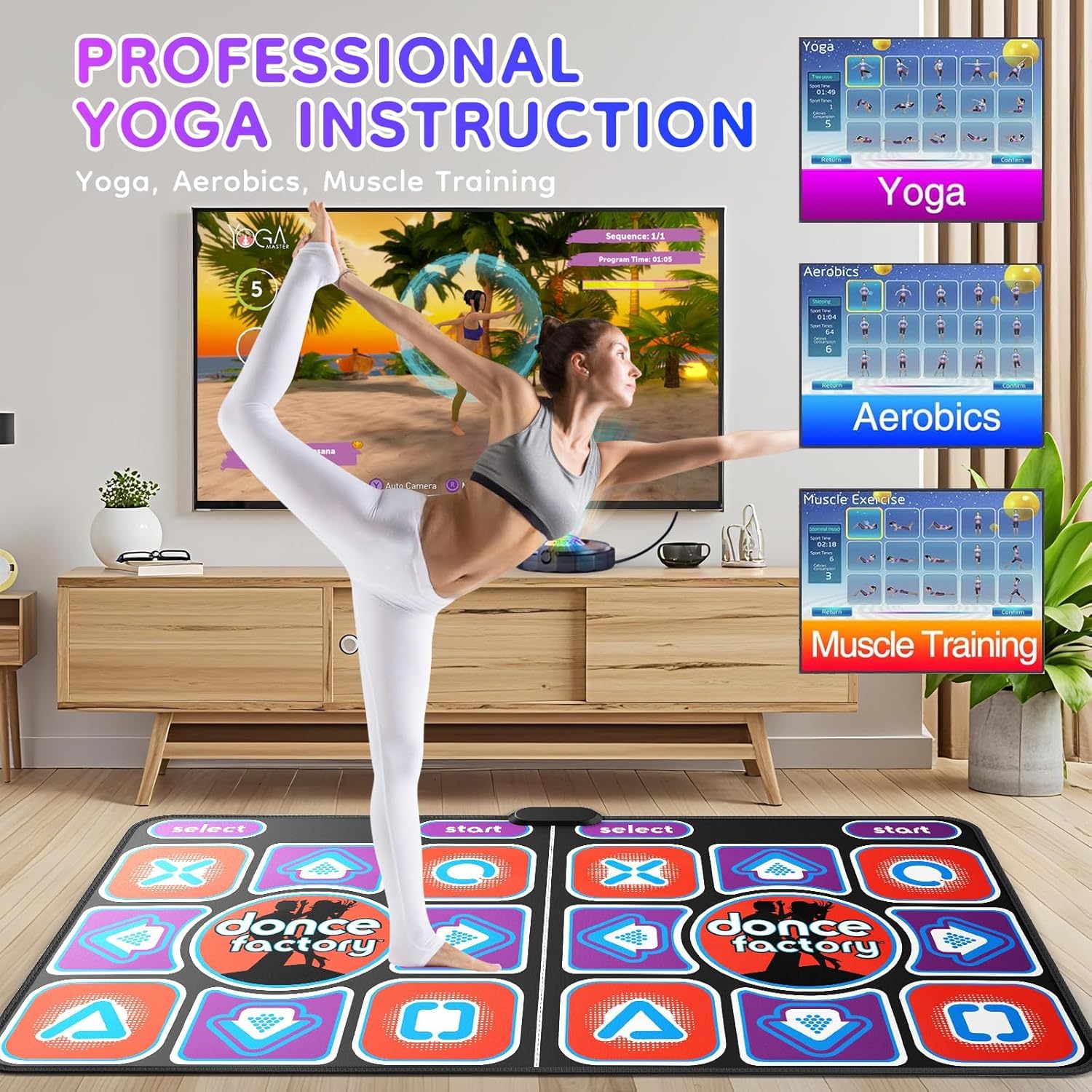 Tappetino da Ballo per Bambini e Adulti, Tappetino da Ballo Interattivo per TV con Fotocamera, Doppio Tappeto Musicale e Antiscivolo, Regalo di Compleanno per Ragazze e Ragazzi (166 x 93 cm)