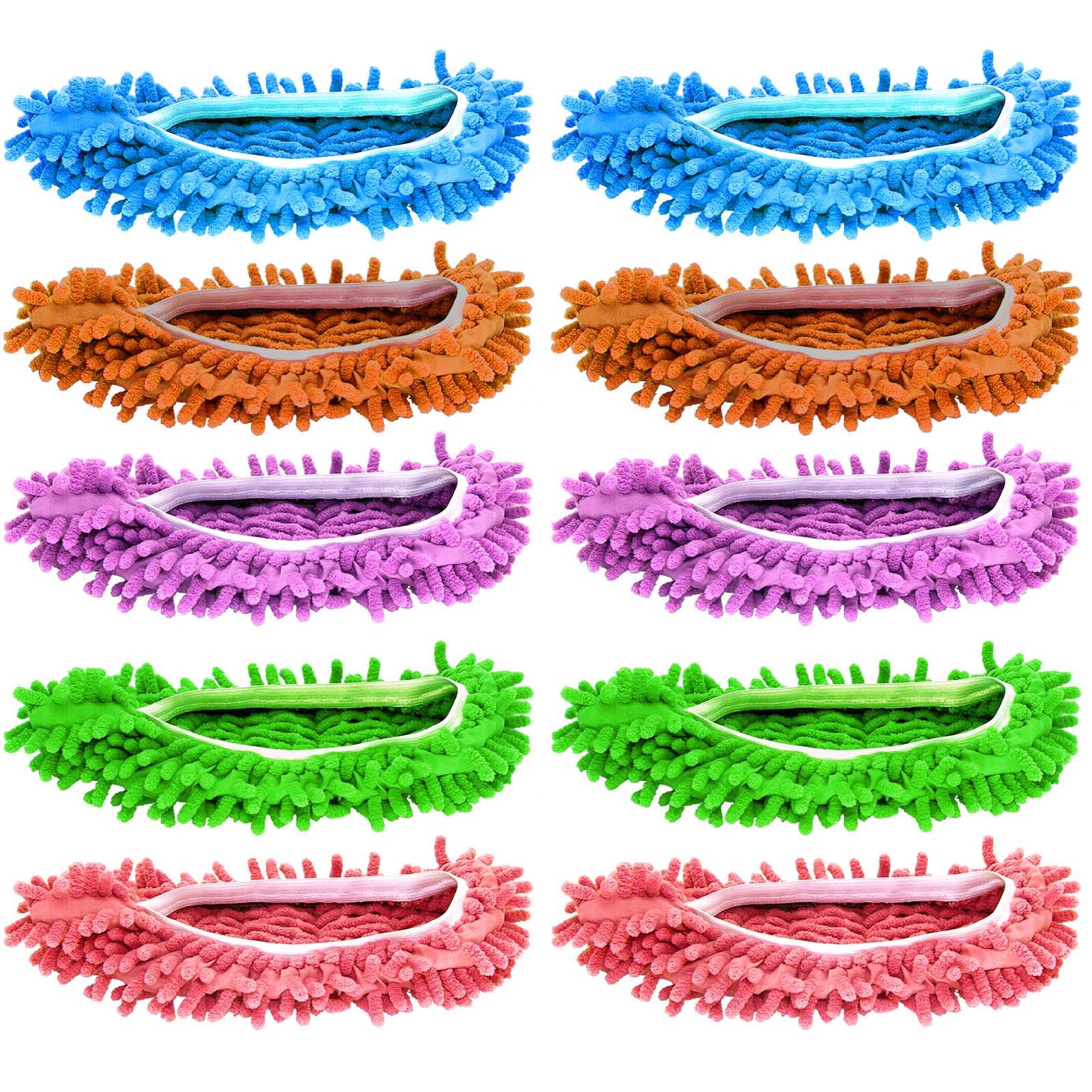 Mop Slippers Shoes 10 Pcs (5 Pairs),Dust Duster, Mop Socks for Women Men Kids Foot, Microfiber Dust Hair Cleaners | Reusable | Washable | Dry The