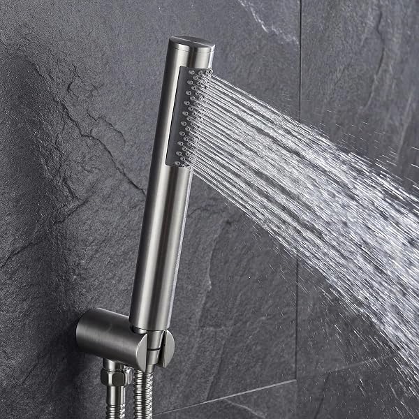 Doccino per Doccia,Portable High Pressure Shower Head,Acciaio inossidabile Soffione Doccia Anticalcare,Telefono Doccia Manopola Doccia 66 prese d'acqua,Anti-Intasamento.(Argento) - 5