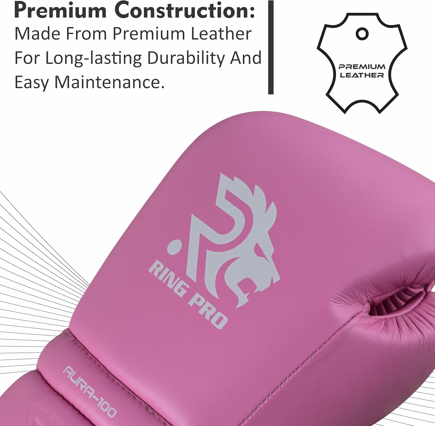 Aura 100 Full-Grain Leather Lace Up Boxing Gloves for Men and Women Training Sparring Muay Thai Kickboxing Heavy Punching Bag and MMA Gloves