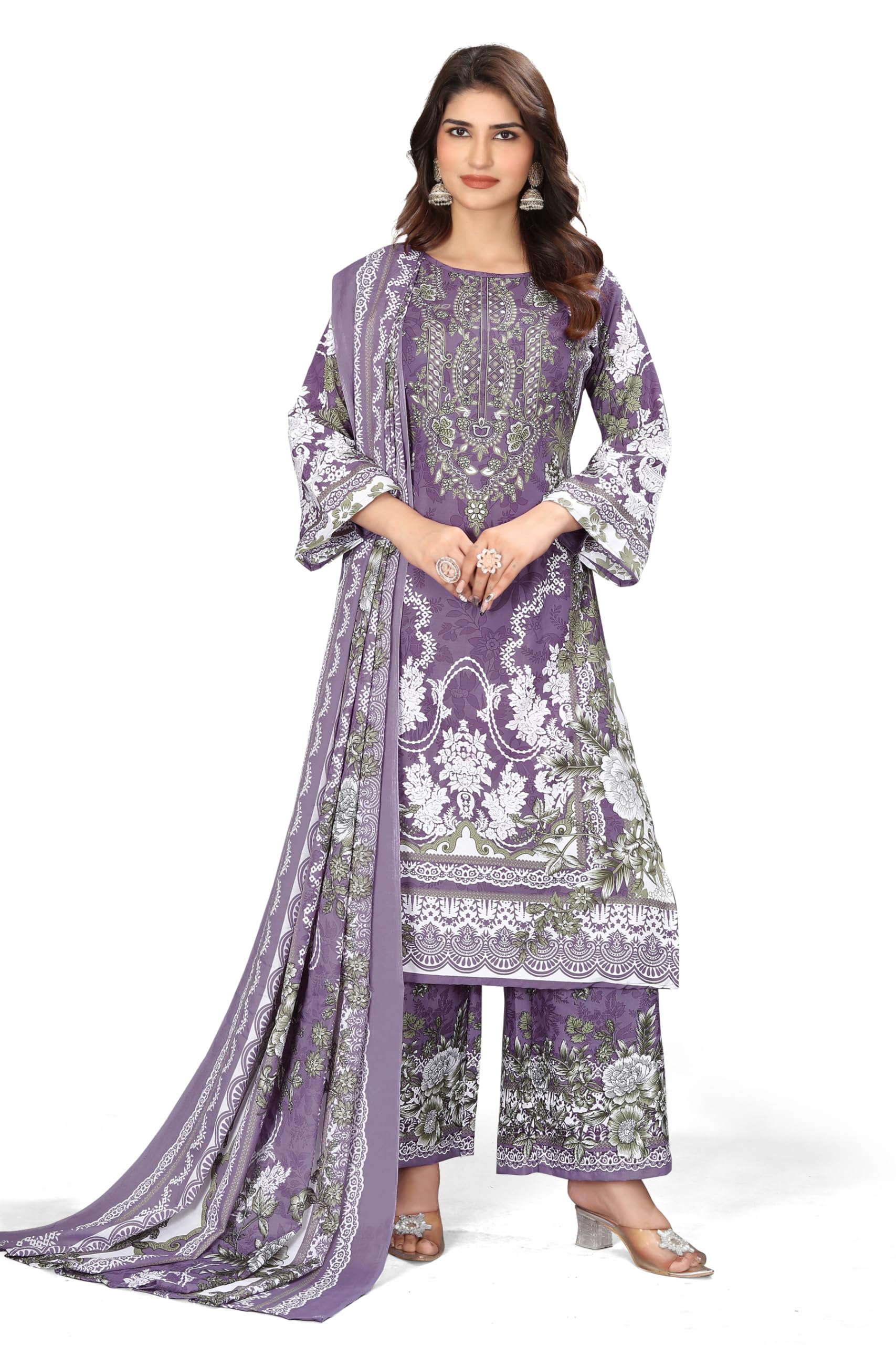 Unstitched Multicolor Crepe Printed Salwar Suit Material-image-48