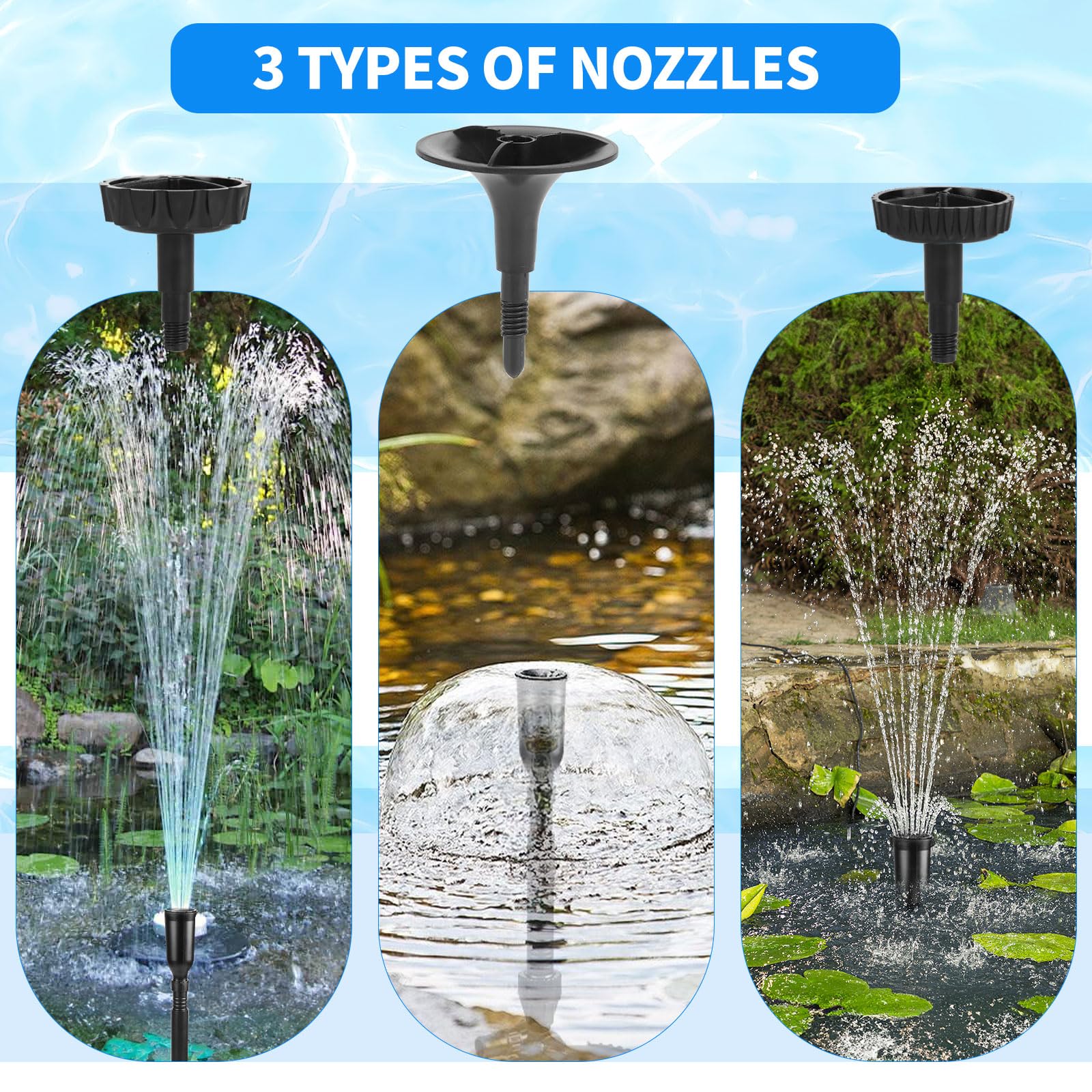 DBREAKS Pompe pour Fontaine Extérieure Jardin 2000L/H 2 M, Pompe de bassin 35W avec Câble 10 M, Pompe à Filtre Submersible, Pompe à eau pour Koï, Étang, Ruisseau, Débit Réglable