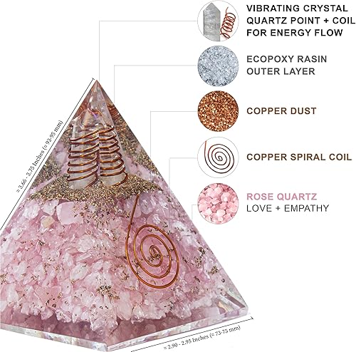 Miniatura 11 de Black Tourmaline Orgone Pyramid for Protection & Security Orgonite pyramids with Copper Coil and Crystal Quartz for Chakra Protection