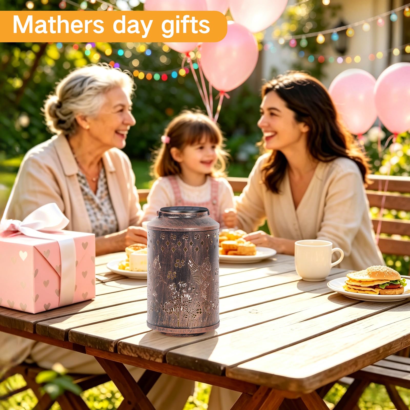Regalos Para Mujeres, Mamá y Abuela, Faroles Solares Exterior de Colibrí, Linterna Colgante Impermeable para Jardín, Patio, Césped y Camino, Regalo de Cumpleaños