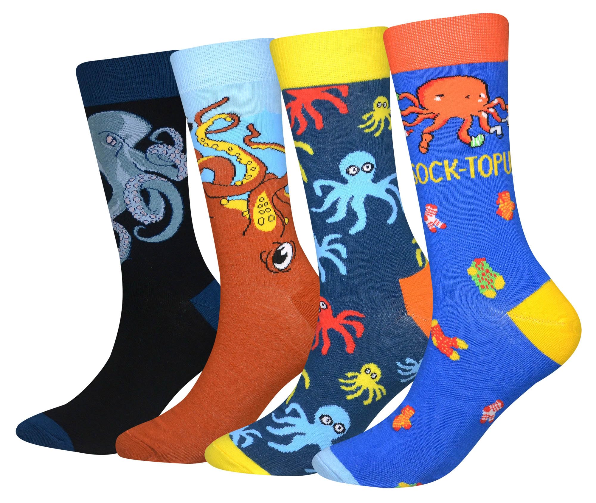 Cansok Men's EUR 42-46 Octopus Socks Animal Gift Crazy Novelty Dress Crew Calf Socks (Octopus)