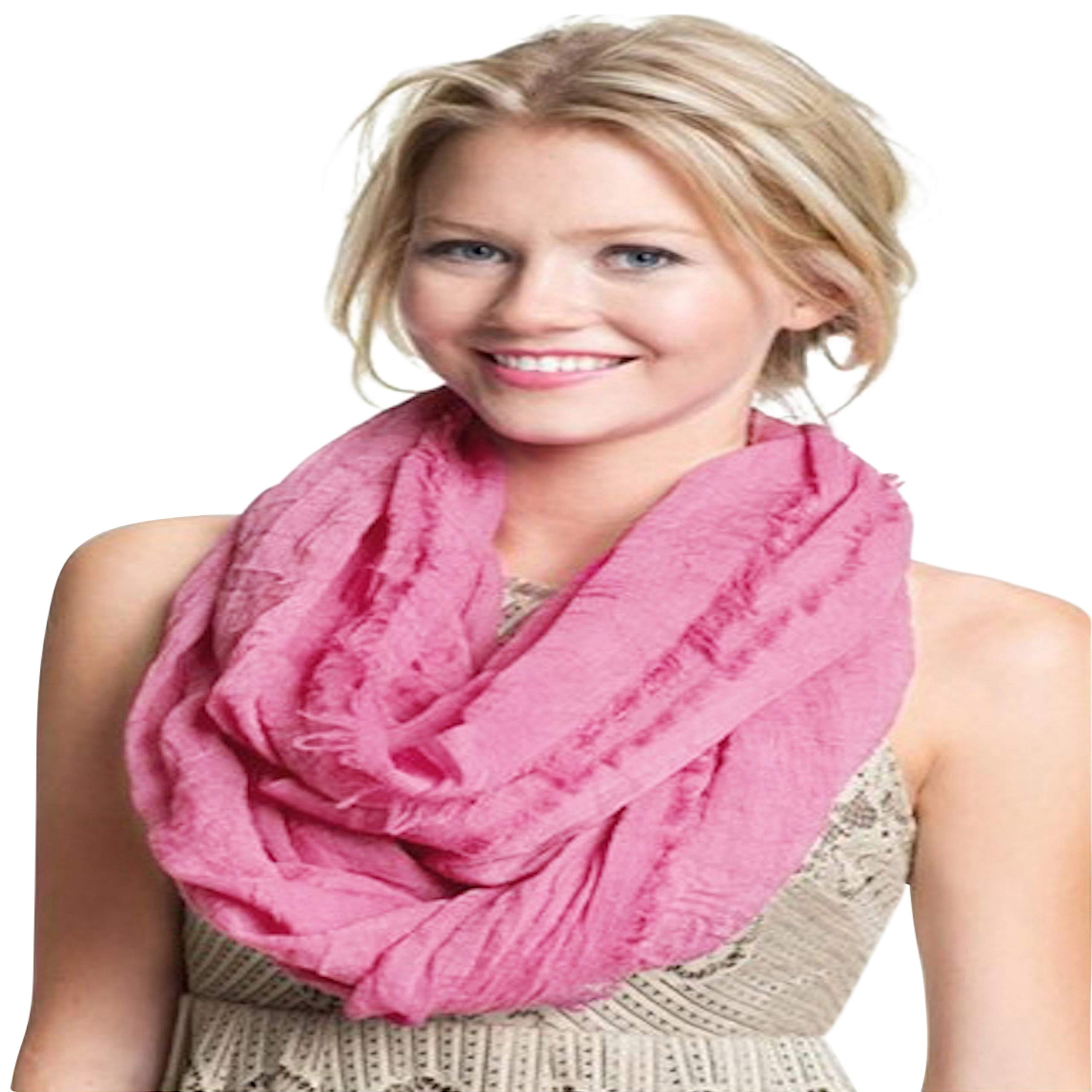 Cj Apparel Women's Pink Mobius Infinity Scarf Seconds Snood Cowl Circular Tube Round Shawl Pashmina