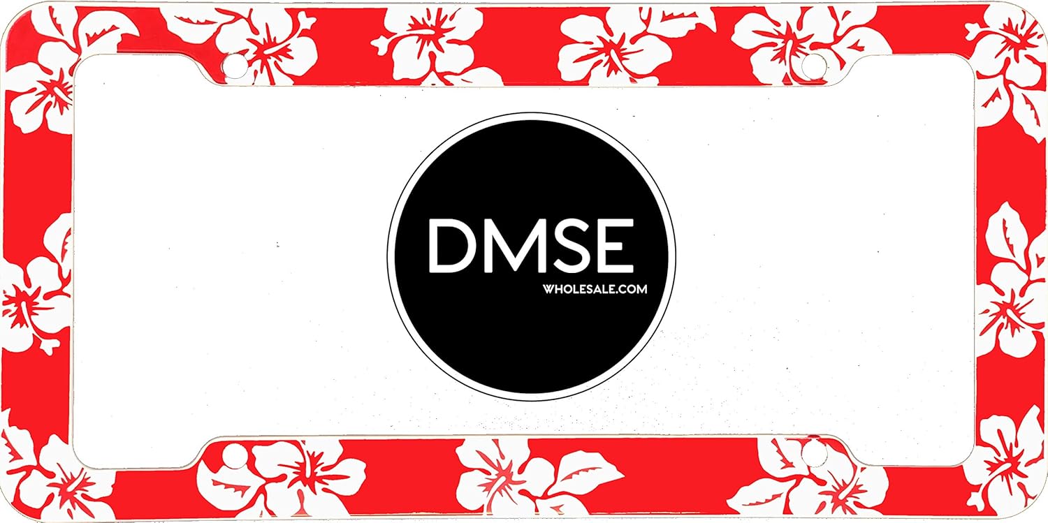 DMSE Tropical Hibiscus License Plate Frame - Hawaiian Aloha Design For Cars & Trucks