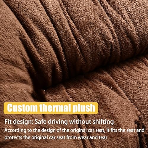 Miniatura 4 de Funda acolchada para asiento de automóvil, cojín de asiento corto cálido de felpa para almohadilla delantera y trasera, protector de asiento suave y