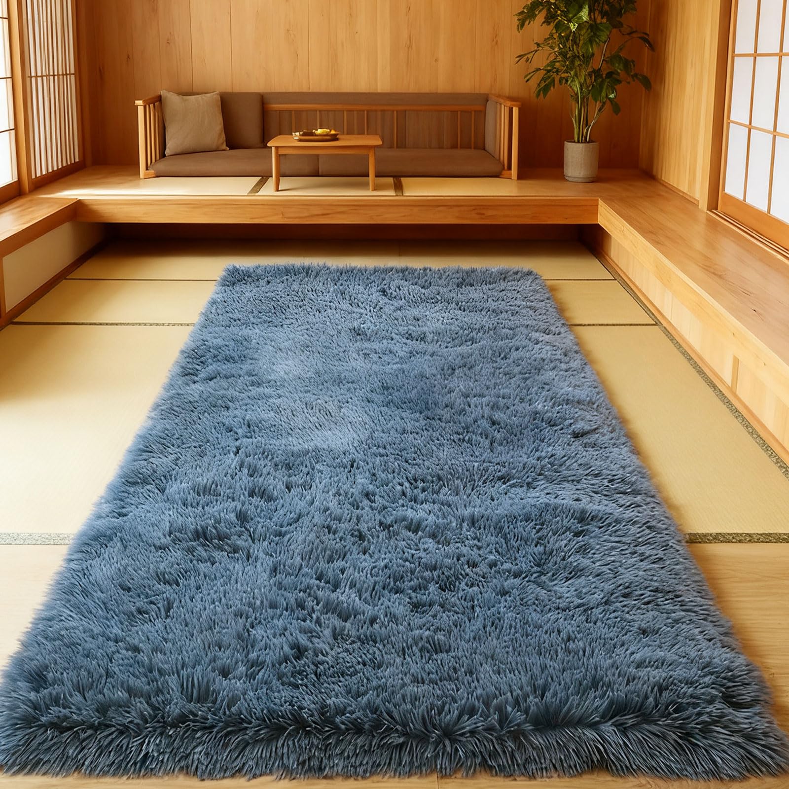 Tapis super doux gris 120 x 180 cm lavable et ultra moelleux