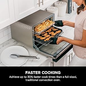 Ninja Air Fryer & Toaster Oven | Foodi Series, XL Pro Air Oven Kitchen Countertop Convection | 10-in-1 Functions | Fits a 5-lb Chicken & Sheet Pan of Vegetables | 1800 Watts | Stainless Steel | DT201