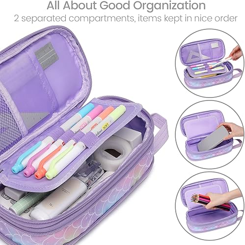 Miniatura 9 de Bagseri Paquete de estuche para lápices y bolsa de almuerzo para niños, serie sirena