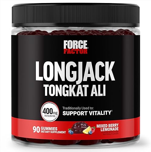 Force Factor Longjack Tongkat Ali - Gomitas Tongkat Ali para hombres para apoyar la vitalidad masculina y la conducción, 400 mg de Tongkat Ali con