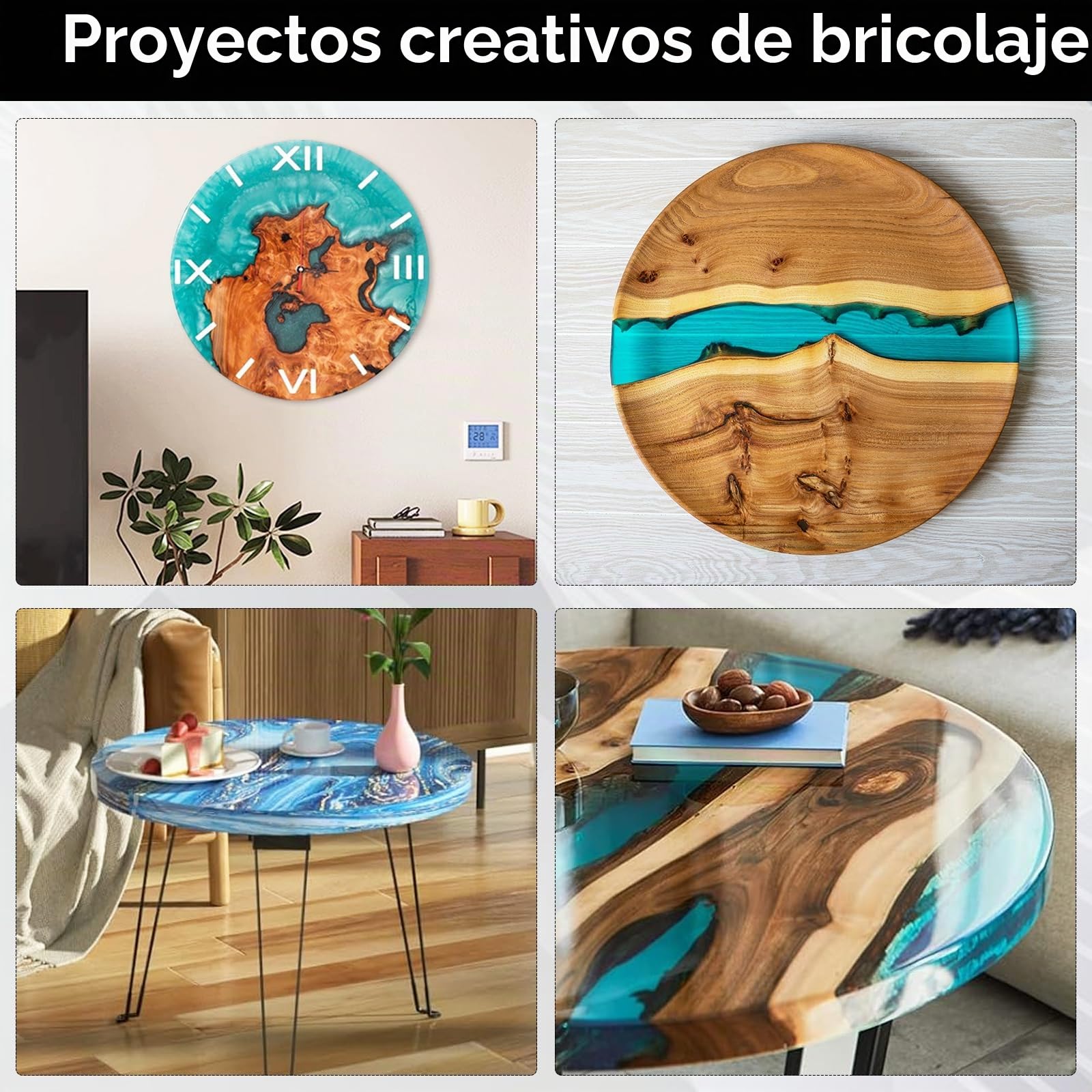 Molde Grande de Silicona para Mesa de Resina Epoxi 50 cm con 3 Patas Plegables de 42 cm, Moldes de Resina para Hacer Mesas DIY, Mesa Río, Escritorio y Decoración de Hoga