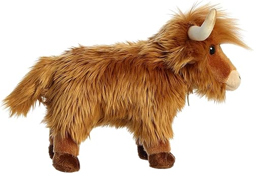 Miniatura 3 de Aurora® Animal de peluche realista Miyoni® Highland Ganado - Detalle realista - Compañerismo apreciado - Marrón 10 pulgadas