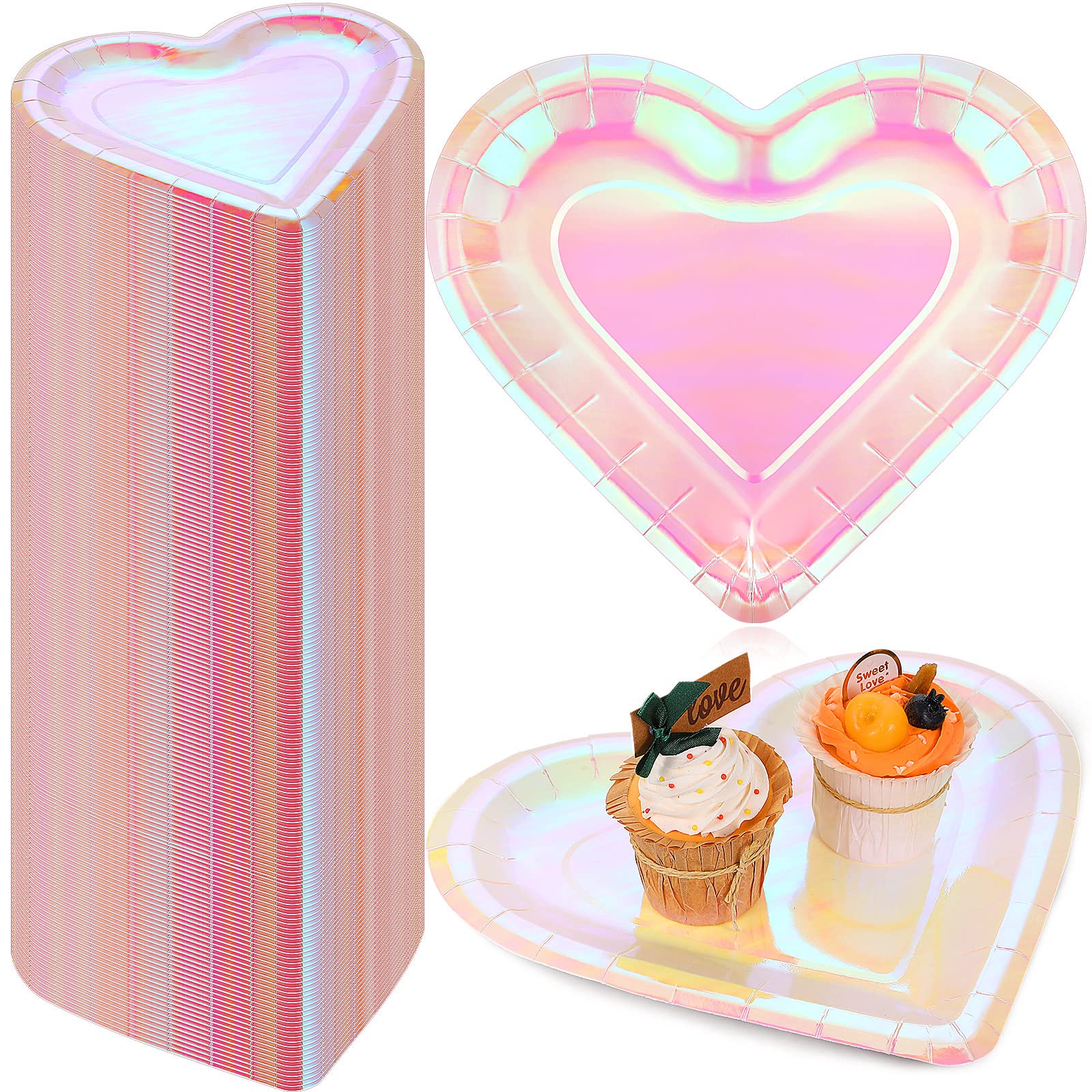 Assiettes en carton épaisses et rigides en forme de cœur de 26 cm