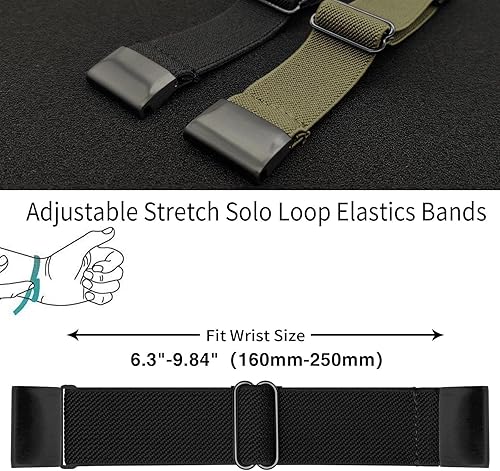 Miniatura 10 de Abanen Correas de reloj de tela elástica para Fenix 7 SolarFenix 6 ProFenix 5  EPIX Gen 2, ajuste de secado rápido, correa de nailon elástico suave