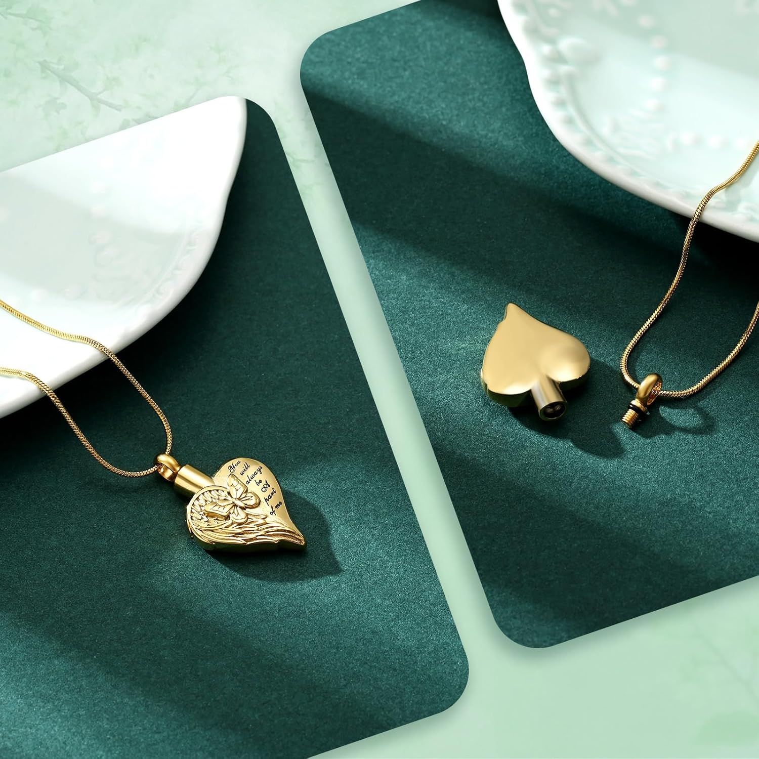 Love Heart Cremation Jewelry Urn Necklaces Butterfly Urn Necklaces for Ashes Memorial Keepsake Pendant for Women Men Gifts With Funnel Kit & Bag - Image 4