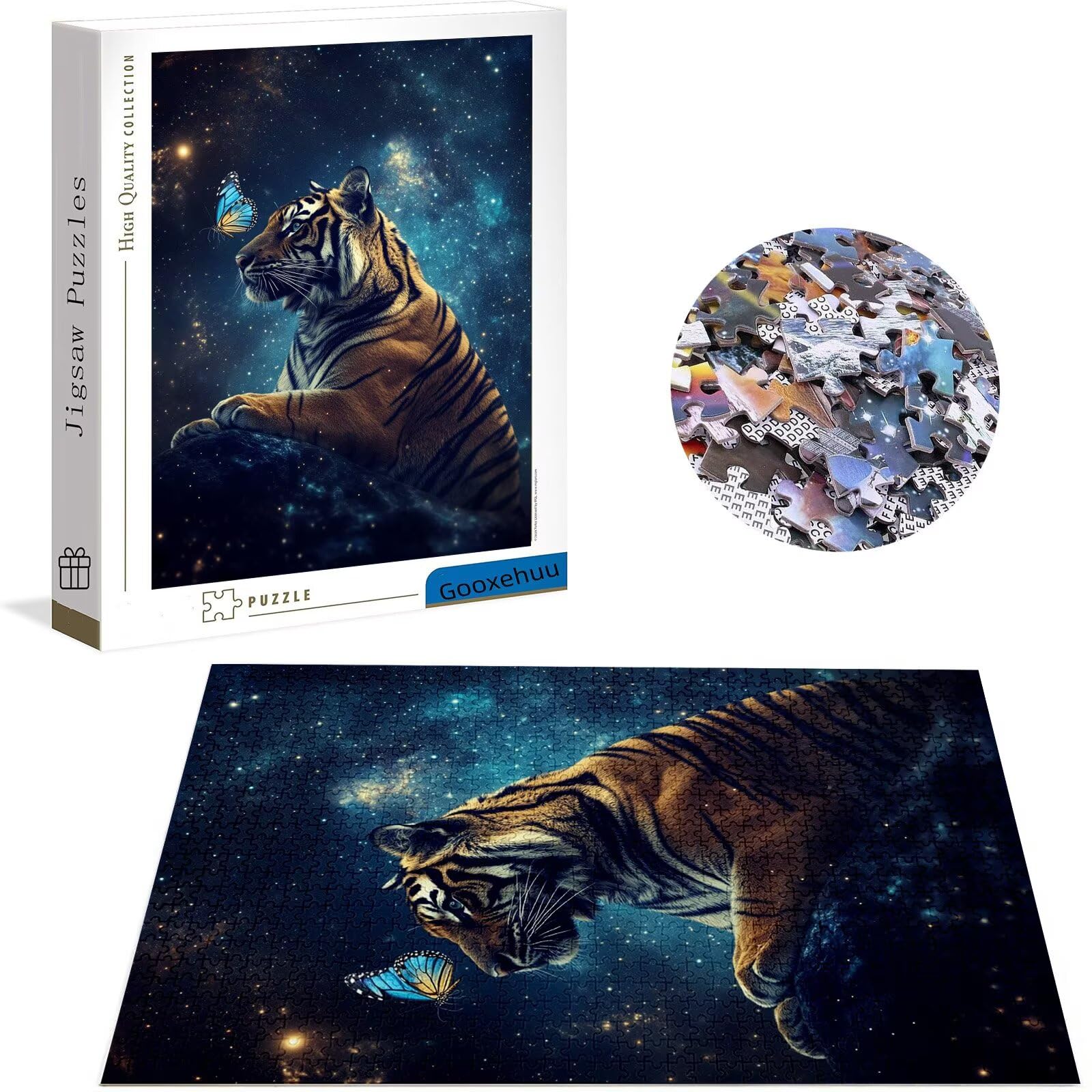 Puzzle 3000 elementów dla dorosłych 3000 elementów, gwiaździste niebo, gry edukacyjne, drewniane puzzle, tygrysy, prezenty dla nastoletnich chłopców w wieku 14-16 lat, 122 x 81 cm, g-975