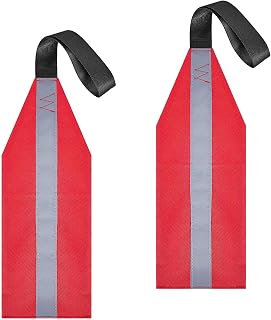 Safety Travel Flag for Kayak - 2 Pcs Red Warning Flags for Kayaks & Trucks,High Visibility Warning Flags with Webbing for Towing Canoes,Boats,Trailer Loads, No Reflective Strip