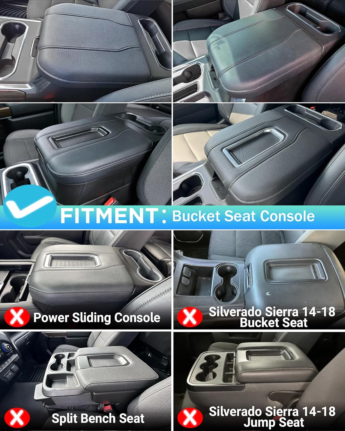 Center Console Armrest Cover Compatible with 2019-2026 Chevy Silverado & GMC Sierra, 2021-2026 Chevy Tahoe/Suburban &GMC Yukon Accessories, Console Protector Pad, Only Fit Bucket Seat Console