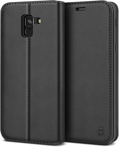 BEZ Custodia Samsung 2018  Cover per Samsung Galaxy 2018 Protettiva Portafoglio Pelle con Porta Carta Credito  Kick Stand  Chiusura Magnetica  Nero