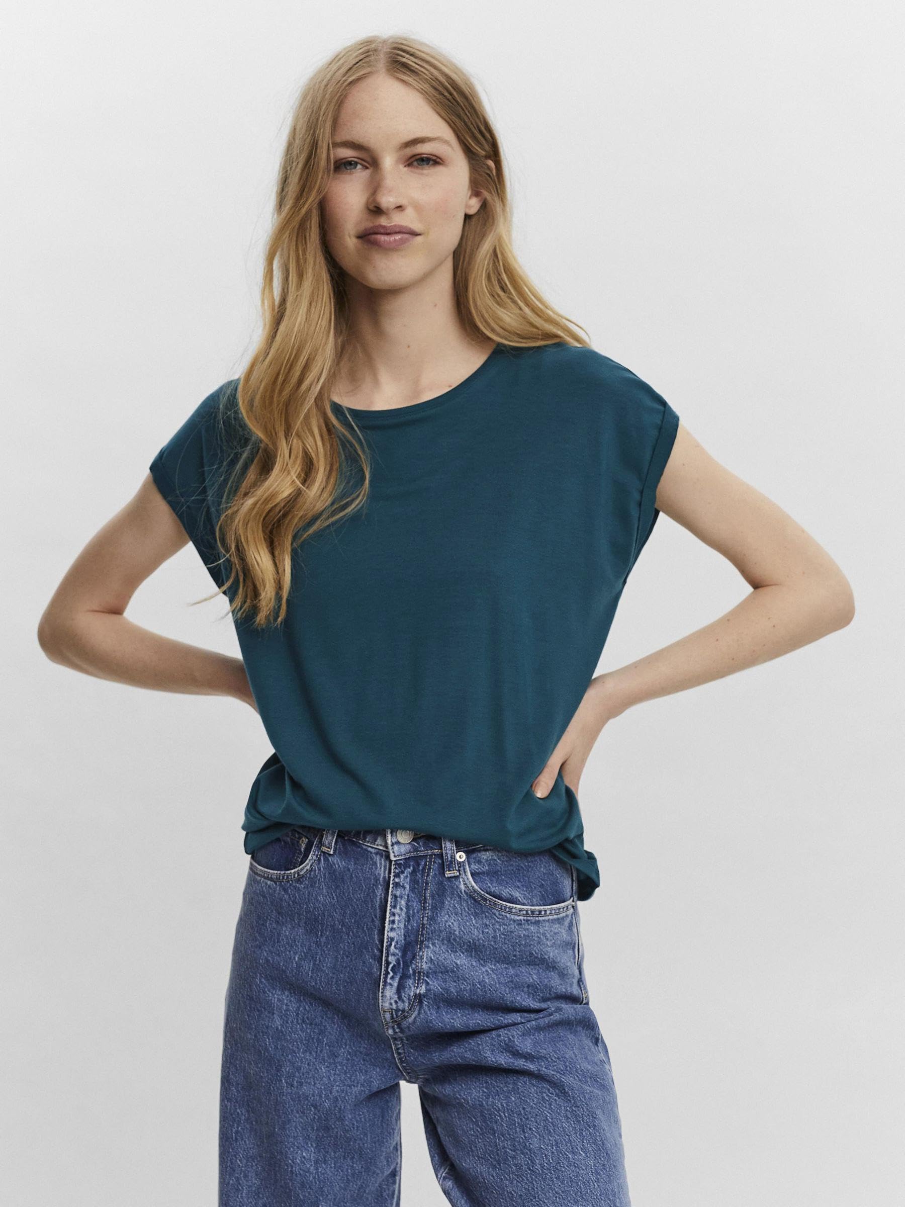 VERO MODA Vmava Plain Ss Camiseta Mujer
