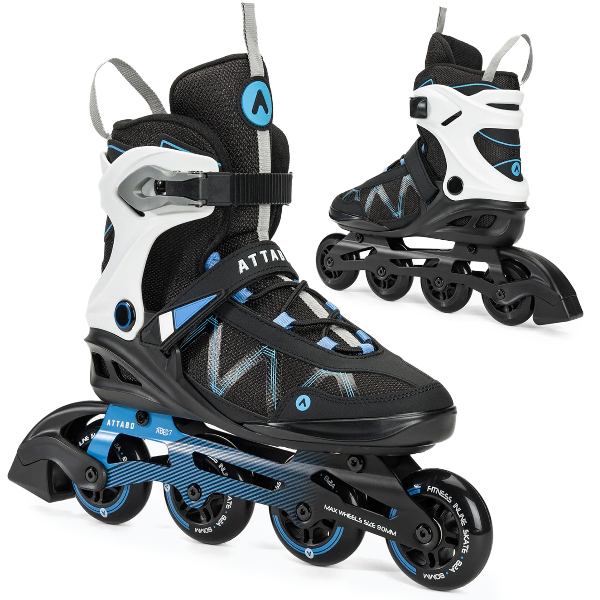 Rollers Attabo Bliss pour Hommes 40-46 EU Confort et Sécurité Coque Semi-Dure Roues en Aluminium 80 mm Roulements en PU ABEC-7 Réglable pour Un Meilleur Ajustement