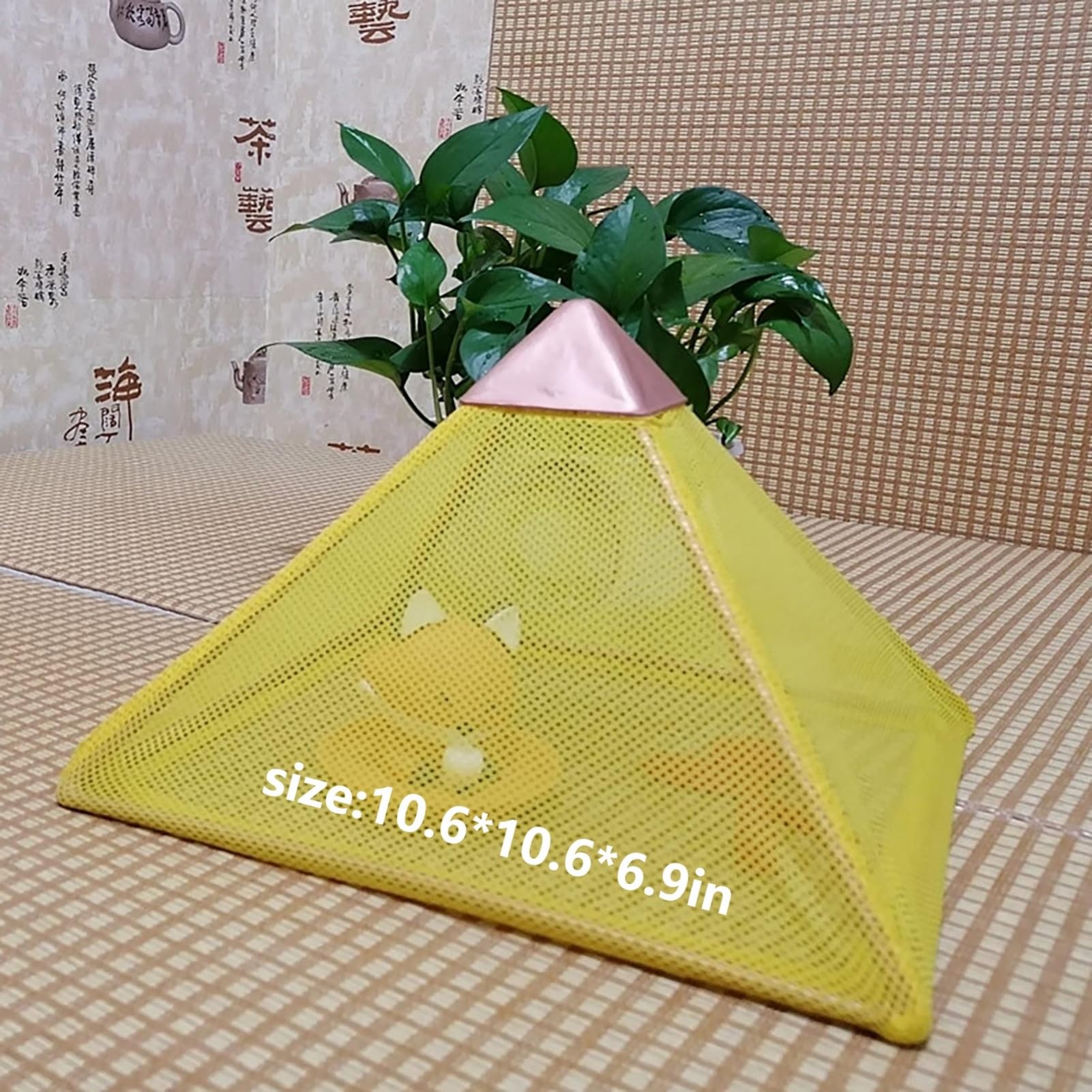 Piramide in Rame Puro con Copertura Traspirante e Sfera con Gancio – Piramide per Meditazione, Mindfulness, Yoga, Decorazione Feng Shui e Carica dei Cristalli