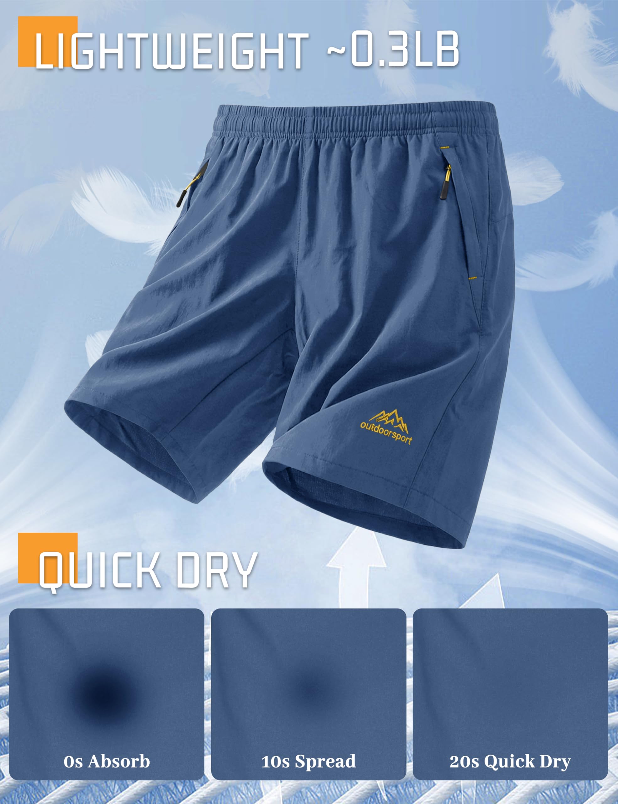 TACVASEN Men's Quick-Drying Training Shorts, Running Shorts, Breathable Sports Shorts with Zip Pockets — view 3