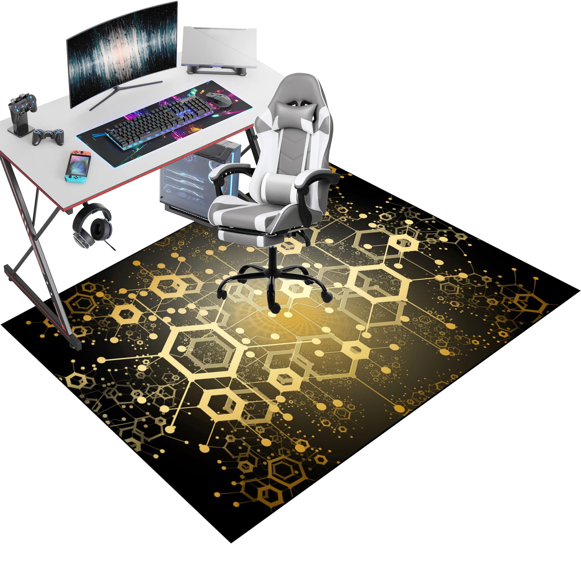 Office Gaming Chair Mat for Hard Floor, Floor Protector for Rolling Chair, Office Gaming Rug Protector for Rolling Chair, Non-slip 80 x 90 cm Floor Protection Mat for Gaming Room Home Office Decor โ image 1