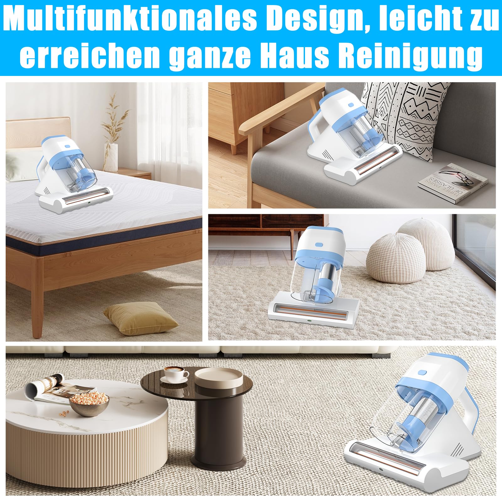 Milbensauger für Matratzen mit UV-Licht, schneeweiß L