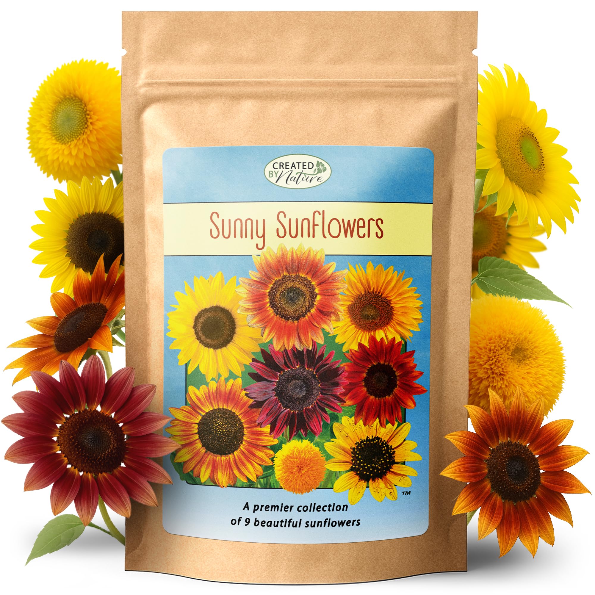Created By Nature Sunflower Seeds to Plant, 9-Variety Sunflower Seed Mix, 1,000 Seeds