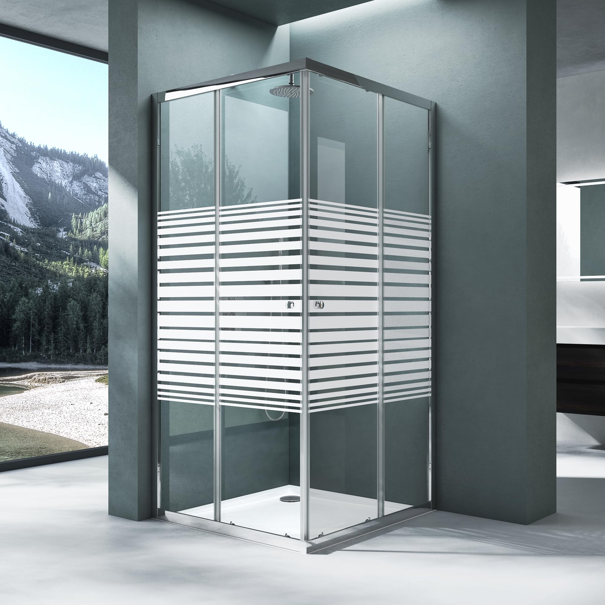 Mai & Mai Cabine de Douche en Angle Transparent avec Receveur 90x90x190cm