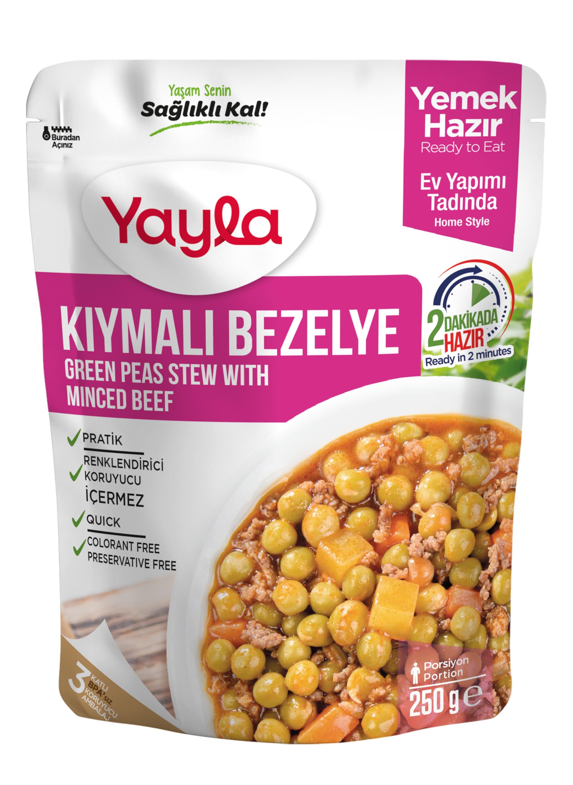 Yayla Yemek Hazır Kıymalı Bezelye 250 Gram