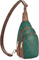 Vista 35 de Telena Riñonera pequeña para mujer, de cuero, cangureras, bolsa de pecho para mujer 3-camel marrón
