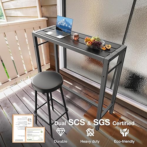 Miniatura 4 de Mr IRONSTONE Mesa de bar para exteriores de 39 pulgadas, mesa de comedor de altura de pub con parte superior impermeable y soporte de acabado de