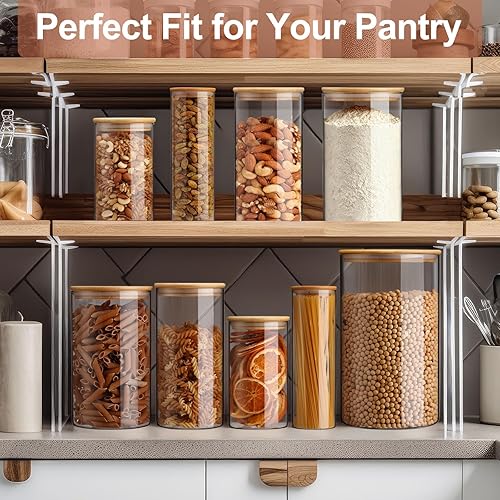 Miniatura 5 de LemonRoad Paquete de 5 tarros de almacenamiento de vidrio herméticos con tapas de bambú de 152 onzas, 61 onzas, 46 onzas, 25 onzas, 19 onzas,