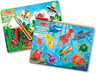 Magnetic Wooden Puzzle Game Set: Fishing and Bug Catching