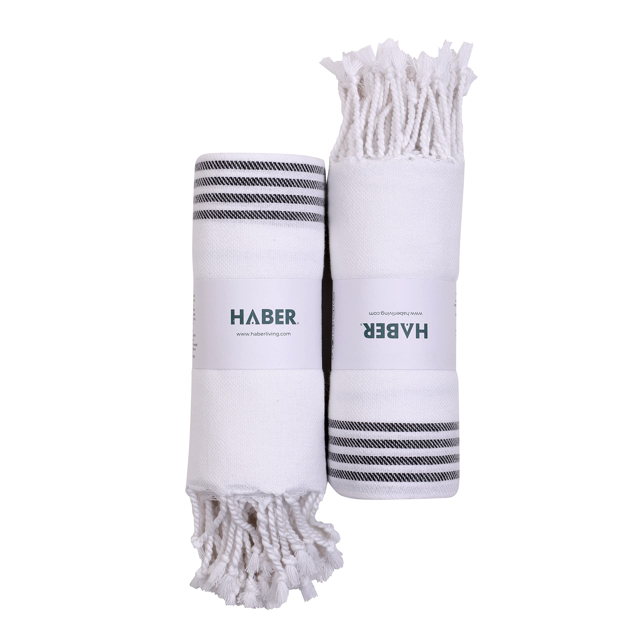 HABER - Premium Basic Large 100% Cotton Towel (152Cm X 76Cm) Soft, Absorbent and Comfortable Towels for Bath Large Size Quick Dry for Bath, Gym & Travel, Pack of 3pcs - White Stripes (B07HMBMP24) Amazon Price History, Amazon Price Tracker