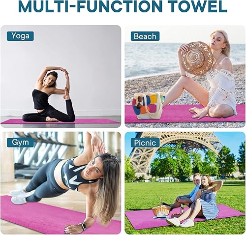 Miniatura 5 de Toallas de yoga, toalla antideslizante para esterilla de yoga caliente con puntos de agarre, manta de yoga de microfibra suave súper absorbente para